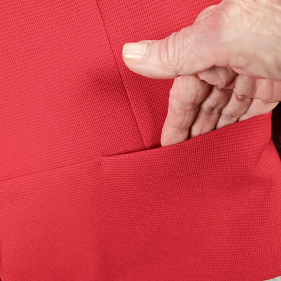 Anne Klein Blazer 10 Red Peplum Back Classic One Button Jacket Workwear Pockets - Picture 15 of 16